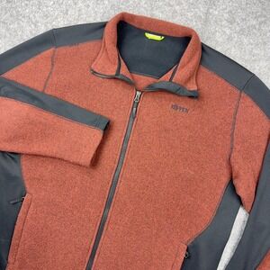 Koppen Fleece Jacket Mens XL Rust Orange Black Full Zip Hiking Outdoor Warm Soft